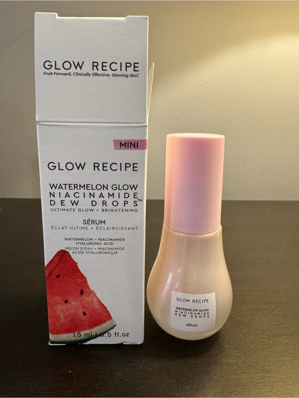 Glow Recipe Watermelon Glow Niacinamide Dew Drops Serum .5 oz 15 ml Travel Size